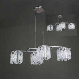 Luminosa Lighting Luminosa Tokio Rectangular Telescopic Convertible To Semi Flush 4 Light G9 Line, Gloss White/polished Chrome - thumbnail 2