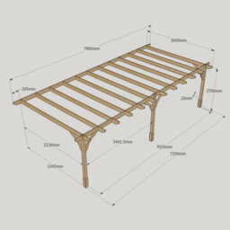 Rutland County Garden Furniture Wall Mounted Premium Pergola 3 Posts - Wood - L360 X W780 X H270 Cm - Rustic Brown - thumbnail 5