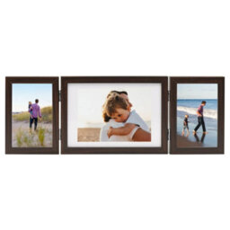 Berkfield Modern Trifold Photo Frame Collage Dark Brown 22X15 Cm+2X