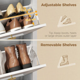 Homcom Shoe Cabinet With 3 Flip Drawers, Narrow Shoe Storage Cabinet, White - thumbnail 6