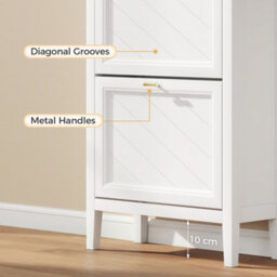 Homcom Shoe Cabinet With 3 Flip Drawers, Narrow Shoe Storage Cabinet, White - thumbnail 8