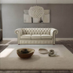 Chesterfield 3 Seater Shelly Pebble Leather Sofa Bespoke In Classic Style - thumbnail 3