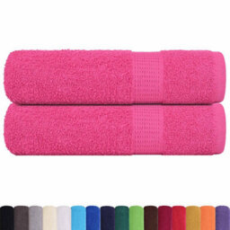 Berkfield Bath Towels 2 Pcs Pink 100X150 Cm 360 Gsm 100% Cotton - thumbnail 2