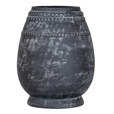 Hill Interiors Etched Collection Tall Vase - Ceramic - L25 X W25 X H32 Cm - Black - image 1
