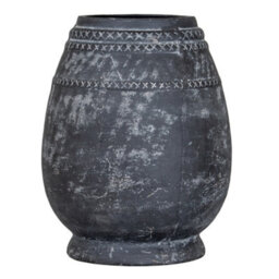 Hill Interiors Etched Collection Tall Vase - Ceramic - L25 X W25 X H32 Cm - Black