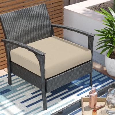 Crescent Waterproof Garden Furniture Seat Pad Cushions 60 X 60 X 10Cm Cream Square Seat Pad For Indoor & Outdoor Rattan Chair - image 1