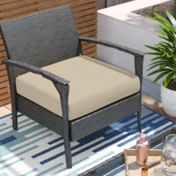 Crescent Waterproof Garden Furniture Seat Pad Cushions 60 X 60 X 10Cm Cream Square Seat Pad For Indoor & Outdoor Rattan Chair - thumbnail 1