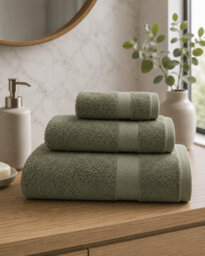 Bellissimo Home Regal Cotton Bath Sheet Olive Green With Jacquard Border - thumbnail 2