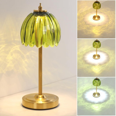 Flintry Tulip Table Lamp Battery & Touch Control, Cordless Table Lamp For Bedroom, Nightstand, Living Room, Entryways (Green Tulip) - image 1