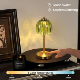 Flintry Tulip Table Lamp Battery & Touch Control, Cordless Table Lamp For Bedroom, Nightstand, Living Room, Entryways (Green Tulip) - thumbnail 3