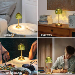 Flintry Tulip Table Lamp Battery & Touch Control, Cordless Table Lamp For Bedroom, Nightstand, Living Room, Entryways (Green Tulip) - thumbnail 5
