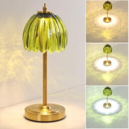 Flintry Tulip Table Lamp Battery & Touch Control, Cordless Table Lamp For Bedroom, Nightstand, Living Room, Entryways (Green Tulip) - thumbnail 1