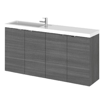 Hudson Reed Fusion 1000mm Compact Basin And Wc Combination Vanity Unit - Anthracite Gloss - image 1