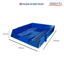 Deflecto Yearntree Deflecto A4 Essential Letter Tray In Blue, A4 Paper Tray Organiser, Letter Organiser Storage, Desk Trays - thumbnail 3