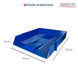 Deflecto Yearntree Deflecto A4 Essential Letter Tray In Blue, A4 Paper Tray Organiser, Letter Organiser Storage, Desk Trays - thumbnail 4
