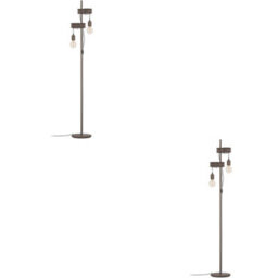 Loops 2 Pack Stylish Modern Design Antique Brown And Black Floor Lamp For Indoor Use