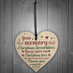 Red Ocean Mum Dad Nan Memorial Wooden Heart Christmas Tree Ornament Decoration Bauble Gifts - thumbnail 2