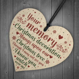 Red Ocean Mum Dad Nan Memorial Wooden Heart Christmas Tree Ornament Decoration Bauble Gifts - thumbnail 6
