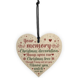 Red Ocean Mum Dad Nan Memorial Wooden Heart Christmas Tree Ornament Decoration Bauble Gifts - thumbnail 5