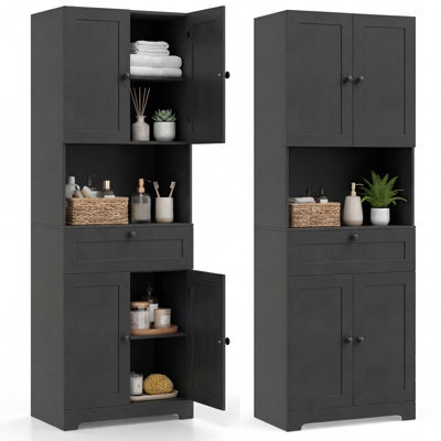 Gainoom Tall Black Bathroom Cabinet Freestanding Storage Cabinet Modern Wooden Storage Organizer - image 1