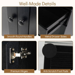 Gainoom Tall Black Bathroom Cabinet Freestanding Storage Cabinet Modern Wooden Storage Organizer - thumbnail 3