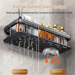 Set Of 2 No Drill Adhesive Shower Caddy Corner Shelves Wall Mounted Storage Organiser - thumbnail 4