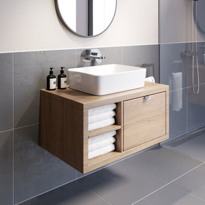 Affine Bathroom Wall Hung Vanity Unit Sink Cabinet Wash Basin Sink Storage Drawer 800mm - image 1