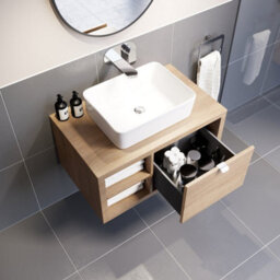 Affine Bathroom Wall Hung Vanity Unit Sink Cabinet Wash Basin Sink Storage Drawer 800mm - thumbnail 4