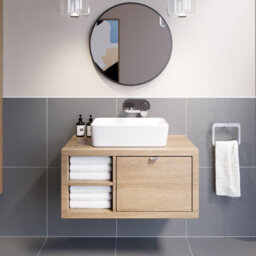 Affine Bathroom Wall Hung Vanity Unit Sink Cabinet Wash Basin Sink Storage Drawer 800mm - thumbnail 2