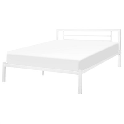 Beliani Bed Metal Cusset 160 X 200 Cm (Eu King Size) White - image 1