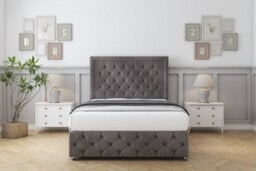 "Sloomy Vienna Slate Naples Divan Bed 2 Drawers Left Side-26"" Strutted Headboard & 12"" Footboard 4'6 Double" - thumbnail 2