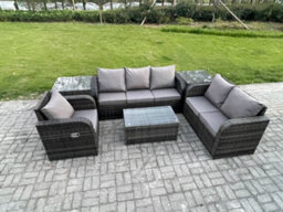 Fimous Patio Garden Furniture Sets Wicker Outdoor Rattan Furniture Sofa Sets With Rectangular Coffee Table Reclining Chair - thumbnail 2