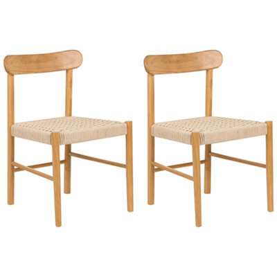 Beliani Set Of 2 Dining Chairs Eagan Wood Light Brown/ Beige - image 1