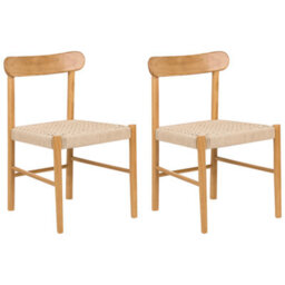Beliani Set Of 2 Dining Chairs Eagan Wood Light Brown/ Beige - thumbnail 1