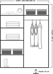 M N Furniture Ltd Wardrobe With Led Light High Gloss Sliding Wardrobe - Modern Bedroom Cabinet 150Cm,180Cm,200Cm (Grey,150Cm) - thumbnail 3