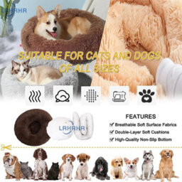 Coffee Plush Donut Dog Bed Round Calming Cat Pet Bed 70Cm - thumbnail 3