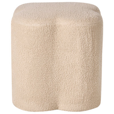Wyld And Coco Havenly Home Clover-Shaped Beige Boucle Pouffe - Footstool, Small Table, Extra Seat (W41 X D35 X H44Cm) - image 1