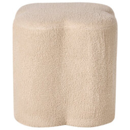 Wyld And Coco Havenly Home Clover-Shaped Beige Boucle Pouffe - Footstool, Small Table, Extra Seat (W41 X D35 X H44Cm) - thumbnail 1