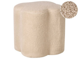 Wyld And Coco Havenly Home Clover-Shaped Beige Boucle Pouffe - Footstool, Small Table, Extra Seat (W41 X D35 X H44Cm) - thumbnail 3