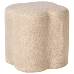 Wyld And Coco Havenly Home Clover-Shaped Beige Boucle Pouffe - Footstool, Small Table, Extra Seat (W41 X D35 X H44Cm) - thumbnail 4