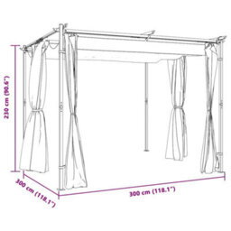 Berkfield Durable Gazebo With Curtains 3X3 M Taupe Steel - thumbnail 7
