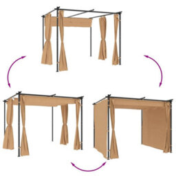 Berkfield Durable Gazebo With Curtains 3X3 M Taupe Steel - thumbnail 6