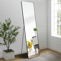 Living And Home Black Freestanding Or Wall Mounted Rectangular Full Length Framed Mirror W 47 X H 157 Cm - thumbnail 2