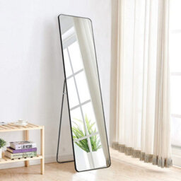 Living And Home Black Freestanding Or Wall Mounted Rectangular Full Length Framed Mirror W 47 X H 157 Cm