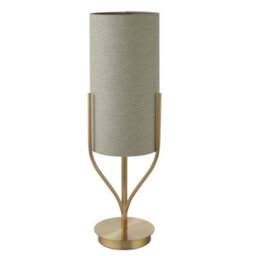 Anson Lighting Cortez Table Light Finished In Satin Brass Plate And Natural Linen Mix Fabric - thumbnail 2