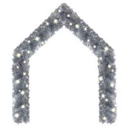 Berkfield Christmas Garland With Led Lights 10 M Silver - thumbnail 2