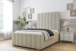 "Sloomy Radcliffe Cream Plush Bed Frame With 50"" Upholstered Headboard 5' King" - thumbnail 2