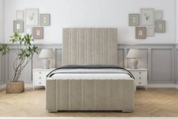 "Sloomy Radcliffe Cream Plush Bed Frame With 50"" Upholstered Headboard 5' King"
