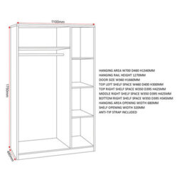 Seconique Dakota 3 Door Wardrobe - White - thumbnail 7