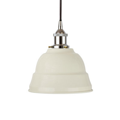 Clay White Lincoln Painted Dome Pendant Light With Nickel Lamp Holder And Black Round Cable - Se Home - image 1